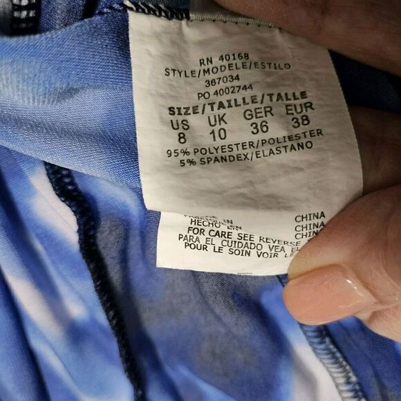 Magicsuit Tiered Tankini Swim Top Blue Tie Dyed V-Neck Bra Adjustable Size 8 - Picture 8 of 9